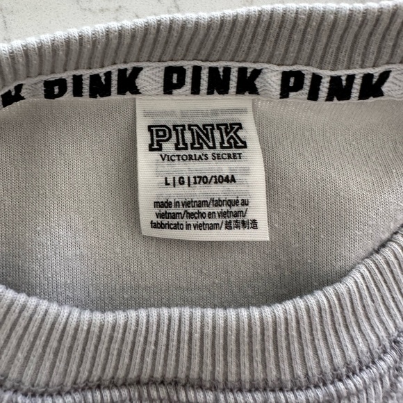 Victoria Secrets Pink Velour and Cotton Pullover Logo Sweatshirt - Picture 8 of 8